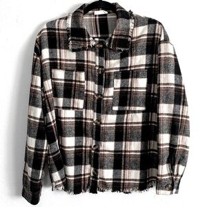 Sage “The Label” Plaid Buttoned Front Jacket